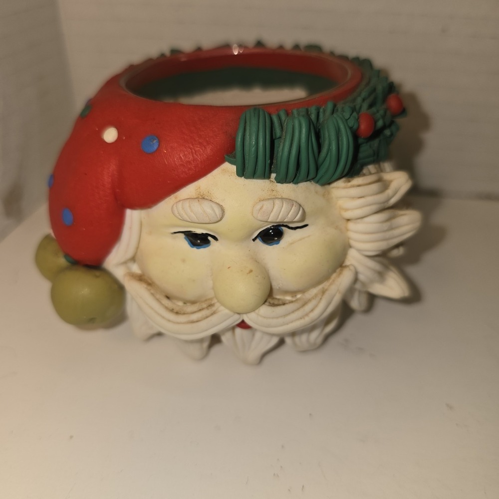 Vintage Santa Claus Head Candle Holder Holder Christmas Holiday Decorβ